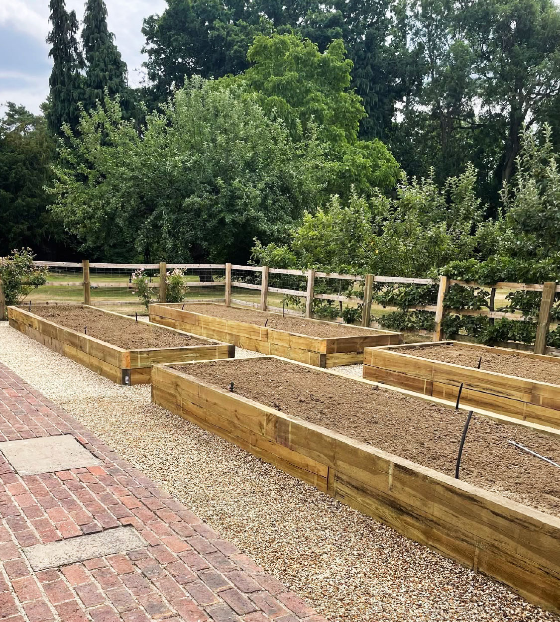 Raised sleeper planting beds Raised sleeper planting beds