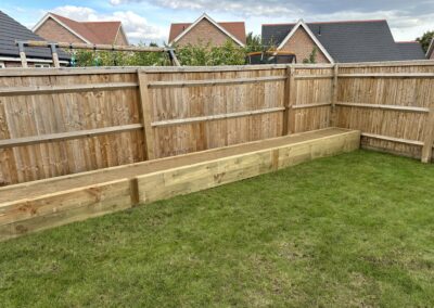 Raised sleeper planting beds